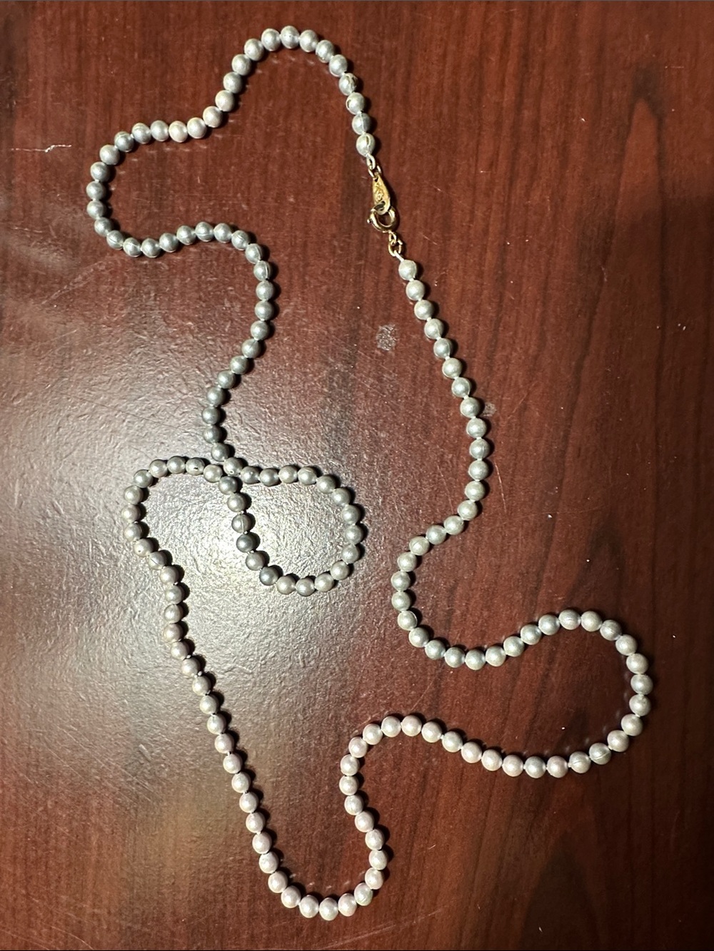 Vintage Silver Pearl Bead Necklace - Elegant Women's Jewelry